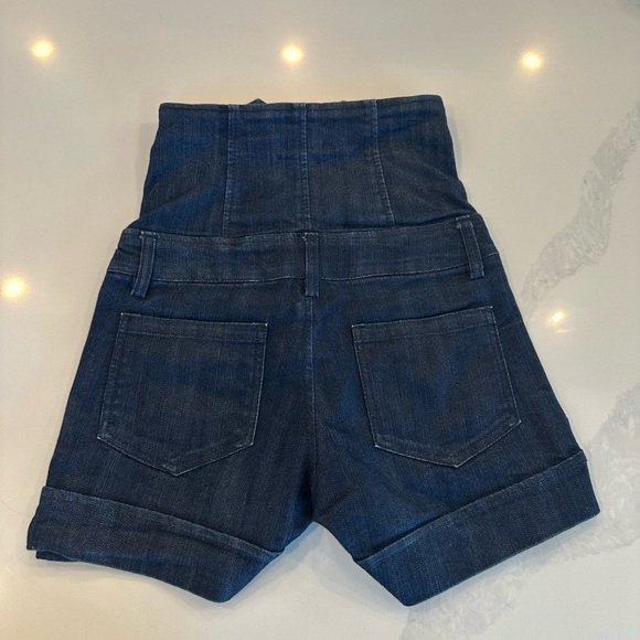 Blue Super High Waisted Denim Jean Shorts with Button Details size 24 - Picture 7 of 7